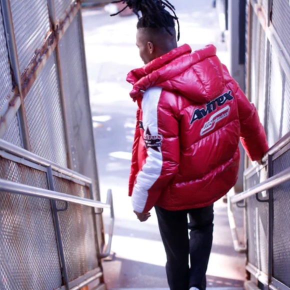 AVIREX • Salvage Red All-Star Goalers Hoodie Down Parka Jacket - Picture 12 of 12